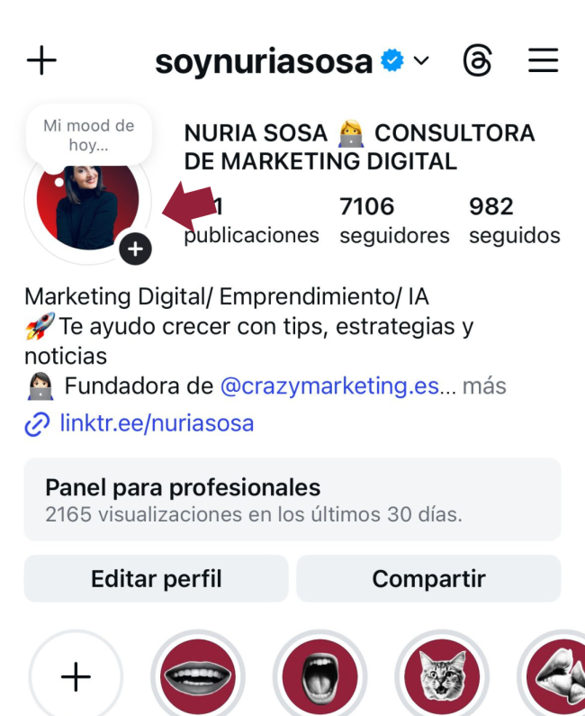 medida foto perfil instagram